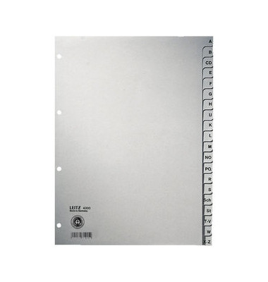 Kartonregister 4300-00-85, A bis Z, A4, 100 g/m², graue Taben, 20-teilig