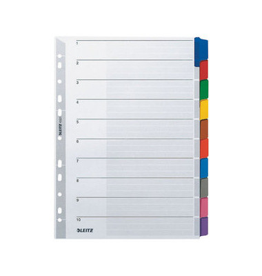 Kartonregister 4321-00-00, 10-teilig blanko, A4, 160 g/m², farbige Taben, 10-teilig