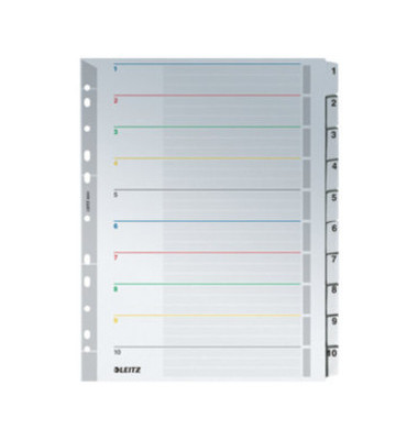 Kartonregister 43310000, 1 bis 10, A4+, 160 g/m², weiße Taben, 10-teilig