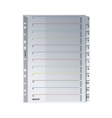 Kartonregister 4332 00 00, 1 bis 12, A4+, 160 g/m², weiße Taben, 12-teilig