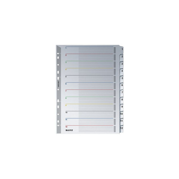 Leitz Kartonregister 4332 00 00, 1 bis 12, A4+, 160 g/m², weiße Taben, 12-teilig 4002432359110 Leitz
