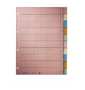 Kartonregister 4340-00-00, 10-teilig blanko, A4, 130 g/m&sup2;, farbige Taben, 10-teilig