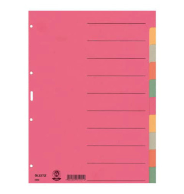 Kartonregister 4359-00-00, 10-teilig blanko, A4, 230 g/m&sup2;, farbige Taben, 10-teilig