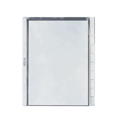 Prospekthüllen 4754-00-03 mit Register, A4, transparent genarbt, oben offen, 0,13mm