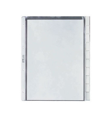 Prospekthüllen 4754-00-03 mit Register, A4, transparent genarbt, oben offen, 0,13mm