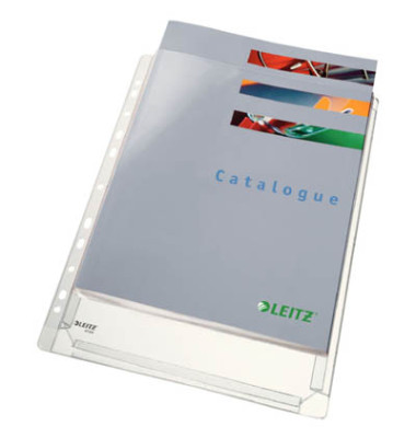 Prospekthüllen Maxi 4756-30-03 mit Falte, A4 transparent genarbt, oben offen, 0,17mm
