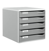 Schubladenbox Post-Set 5280-00-89 lichtgrau/dunkelgrau 5 Schubladen geschlossen
