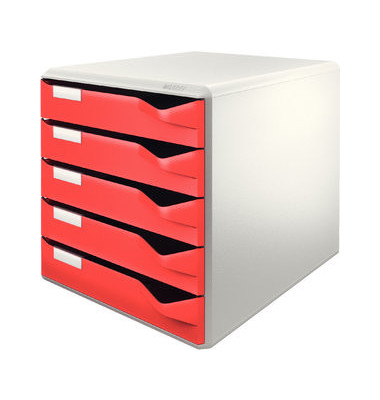 Schubladenbox Post-Set 5280-00-25 lichtgrau/rot 5 Schubladen geschlossen