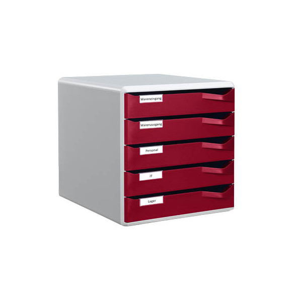 4002432330553 - AKTION LEITZ Schubladenbox Post-Set  bordeaux 52800028 DIN A4 mit 5 Schubladen 1 St mit Prämie nach Registrierung
