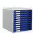 Schubladenbox Formular-Set 5281-00-35 lichtgrau/blau 10 Schubladen geschlossen