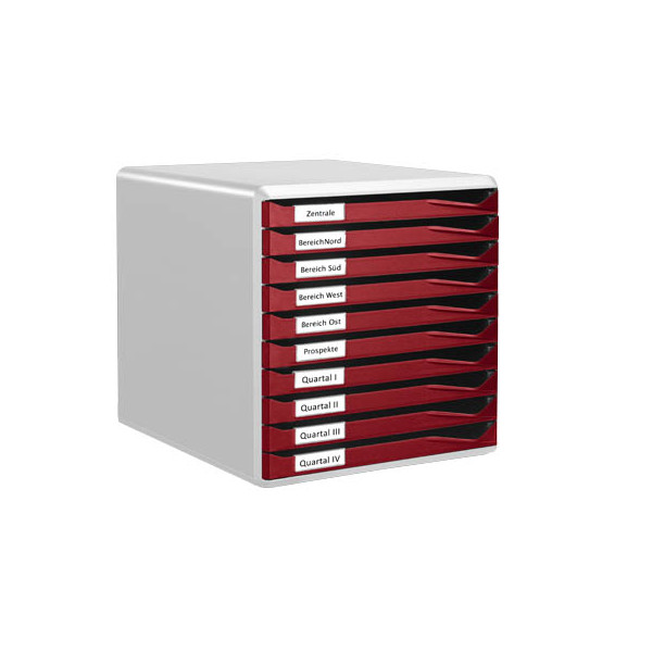 4002432330560 - AKTION LEITZ Schubladenbox Formular-Set  bordeaux 52810028 DIN A4 mit 10 Schubladen 1 St mit Prämie nach Registrierung