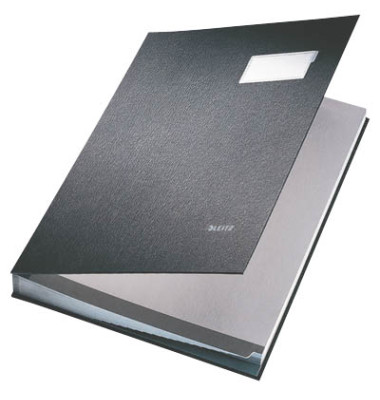 Unterschriftenmappe Unterschriftsmappe 5700 5700-00-95, A4 20 F&auml;cher Hartpappe, Kunststoff schwarz + grau