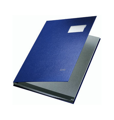 Unterschriftenmappe 5701-00-35, A4 10 F&auml;cher PP-kaschierter Graupappe (RC) blau + grau