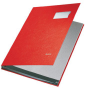 Unterschriftenmappe 5701-00-25, A4 10 F&auml;cher PP-kaschierter Graupappe (RC) rot + grau