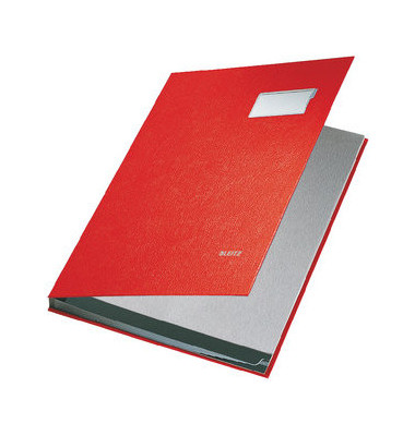 Unterschriftenmappe 5701-00-25, A4 10 F&auml;cher PP-kaschierter Graupappe (RC) rot + grau
