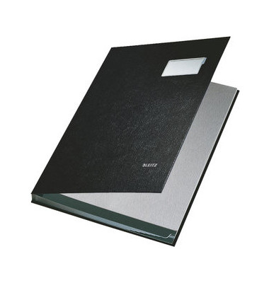 Unterschriftenmappe 5701-00-95, A4 10 F&auml;cher PP-kaschierter Graupappe (RC) schwarz + grau
