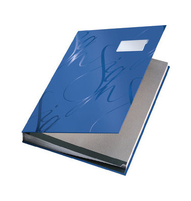 Unterschriftenmappe Design 5745 5745-00-35, A4 18 F&auml;cher Hartpappe, Kunststoff blau + grau