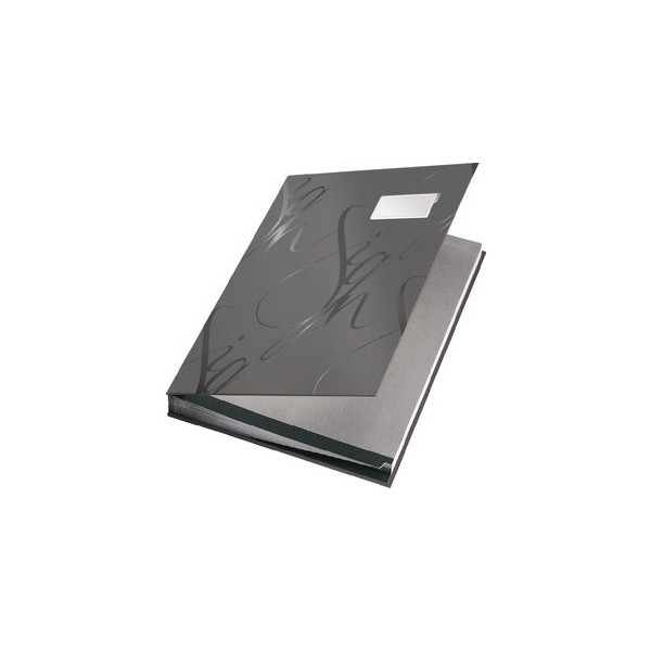 4002432399086 - Unterschriftenmappe Design 5745 A4 Kunststoff grau mit Einsteckschild 18 Fächer