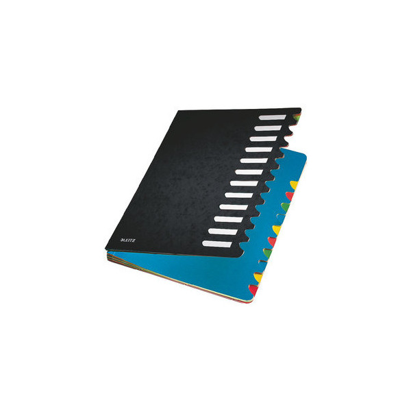 4002432341054 - - Ordnungsmappe Deskorganizer Color din A4 350g m² Karton marmoriert Farbe schwarz Farbe des Fächerblocks mehrfarbig 12 Fächer