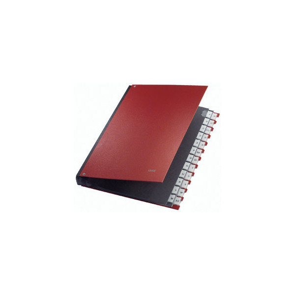 4002432311729 - LEITZ® Pultordner für DIN A4 alphabetisch 26 Fächer Graupappe rot