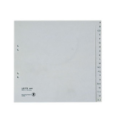Kartonregister 6095-00-85, A bis Z, A4 halbe Höhe, 100 g/m², graue Taben, 20-teilig
