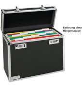 H&auml;ngeregister-Box 6716-00-95, schwarz/chrom, f&uuml;r 15 Mappen A4, mit Deckel