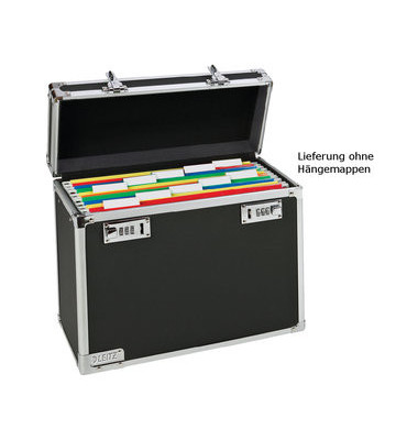 H&auml;ngeregister-Box 6716-00-95, schwarz/chrom, f&uuml;r 15 Mappen A4, mit Deckel
