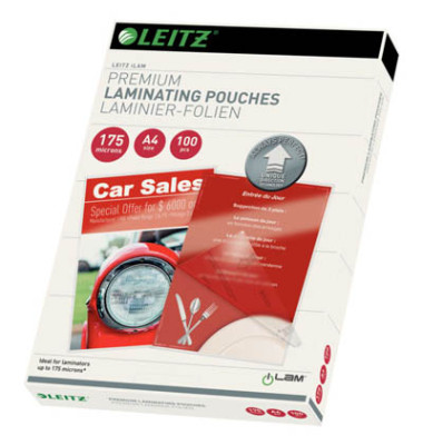 Laminierfolien iLAM Premium UDT 7483-00-00, A4, 216x303mm, 175mic x2, glänzend