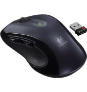 PC-Maus M510 910-001826, 7 Tasten, kabellos, USB-Funk, Rechtsh., ergonomisch, Unifying, fast jeder Untergrund, Laser, schwarz