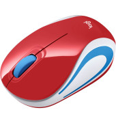 Mini-PC-Maus Wireless Ultra Portable M187 910-002737, 3 Tasten, kabellos, USB-Funk, klein, optisch, rot