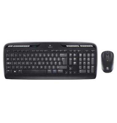 Tastatur-Maus-Set MK330, kabellos (USB-Funk), flach, leise, Sondertasten, schwarz