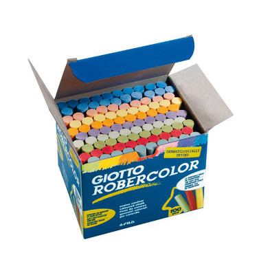 Tafelkreide Robercolor, 5390 00, farbig sortiert, rund, 10x80mm (&Oslash;xL)