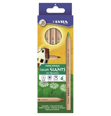 Buntstifte-Set Color Giants, L3931060, 6-farbig sortiert, sechskant, Packung
