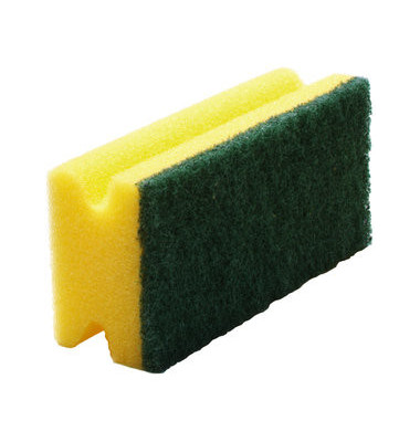 Reinigungsschwamm robust Griffleiste gelb/grün 9,5 cm