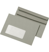 Briefumschläge C6 mit Fenster selbstklebend 75g grau Recycling
