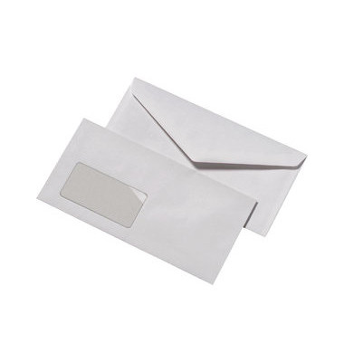 Briefumschlag 30005353, Din Lang, mit Fenster, nassklebend, 72g, weiß