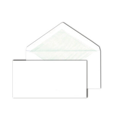 Briefumschläge Din Lang ohne Fenster nassklebend mit Seidenfutter 80g weiß 500 Stück
