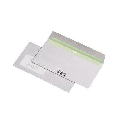 Briefumschlag Envirelope 30005444, Din Lang, mit Fenster, haftklebend, 80g, recycling-weiß