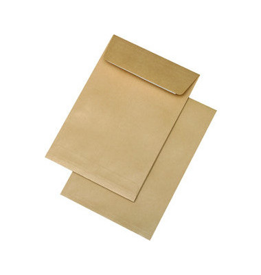 Faltentaschen 30007434, B5, ohne Fenster, 20mm-Falte, haftklebend, 110g, braun