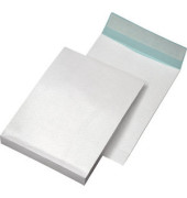 Faltentaschen 30007052, B4, ohne Fenster, haftklebend, 40mm-Falte, fadenverstärkt, 125g, weiß