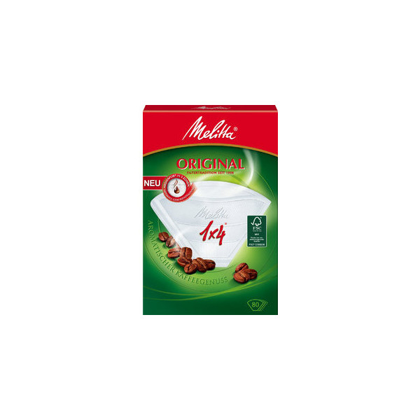 Melitta Kaffeefiltertüten Original 1x4, Größe 4, weiß 4006508206827 Melitta 80 Stück