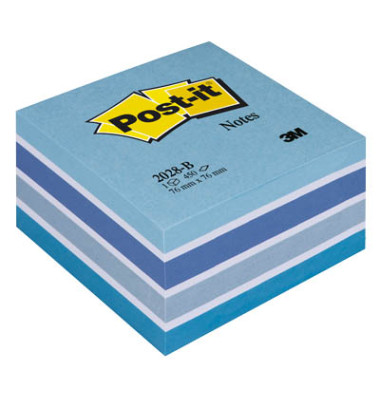 Haftnotizen 2028B, W&uuml;rfel, 76x76mm, farbig sortiert (blau/weiss), quadratisch