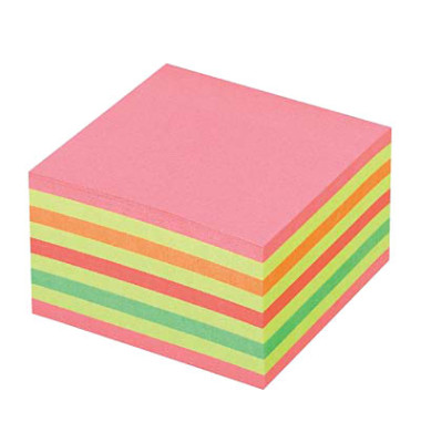Haftnotizen 2028NP, W&uuml;rfel, 76x76mm, farbig sortiert (pink/gelb/orange/gr&uuml;n), quadratisch