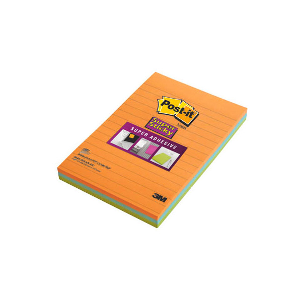 0051141906133 - Haftnotizen 46453SSA Super Sticky 102x152mm orange blau grün liniert rechteckig 0051141906133 3 Stück