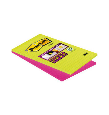 Haftnotizen 5845SSEU, Super Sticky Notes, 125x200mm, farbig sortiert (gr&uuml;n/pink), liniert, rechteckig