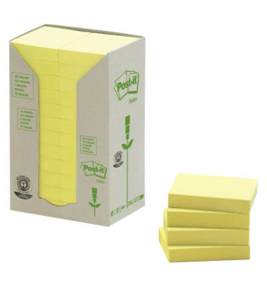 Haftnotizen 653-1T, Recycling Notes, 51x38mm, gelb, rechteckig