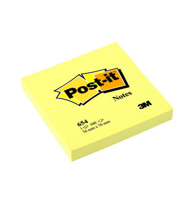 Haftnotizen 654, Notes, 76x76mm, gelb, quadratisch