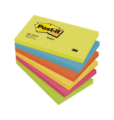 Haftnotizen 655-TFEN, Notes Energetic Collection, 127x76mm, 5-farbig sortiert (ultragelb/neonorange/ultrapink/neongr&uuml;n/ultrablau