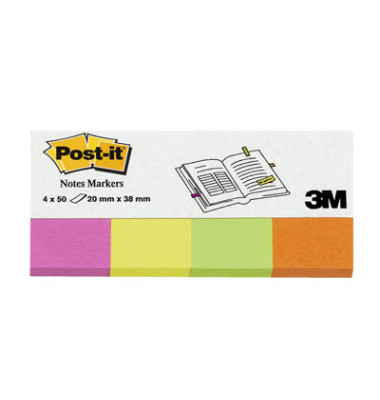 Haftmarker 670-4N, Notes Markers, 20x38mm, 4-farbig sortiert, ohne, rechteckig
