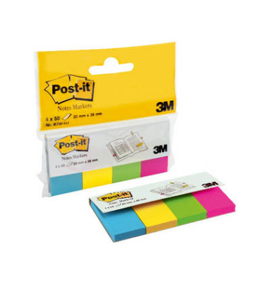 Haftmarker 670-4U, Notes Markers, 20x38mm, 4-farbig sortiert, ohne, rechteckig